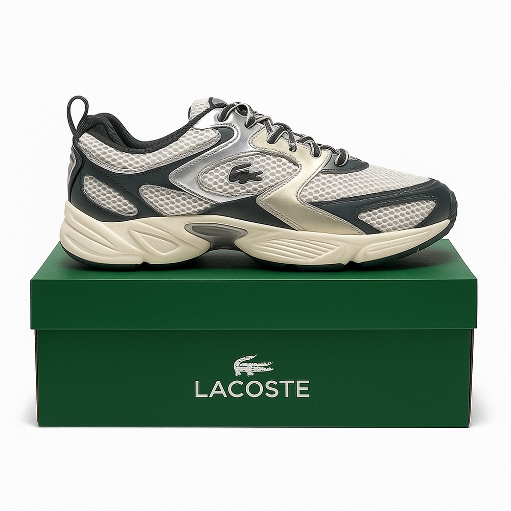 Lacoste Men's Gray and White Sneakers